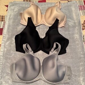 Wacoal 3-Pack Smooth Underwire Bras - Black, Nude, Gray